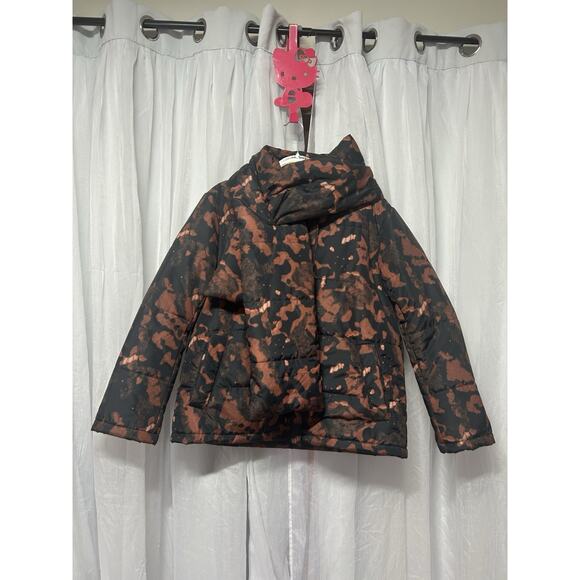 Peruvian Connection Women’s Mariposa Rust & Black Puffer Scarf Jacket/Coat Med - Picture 3 of 12